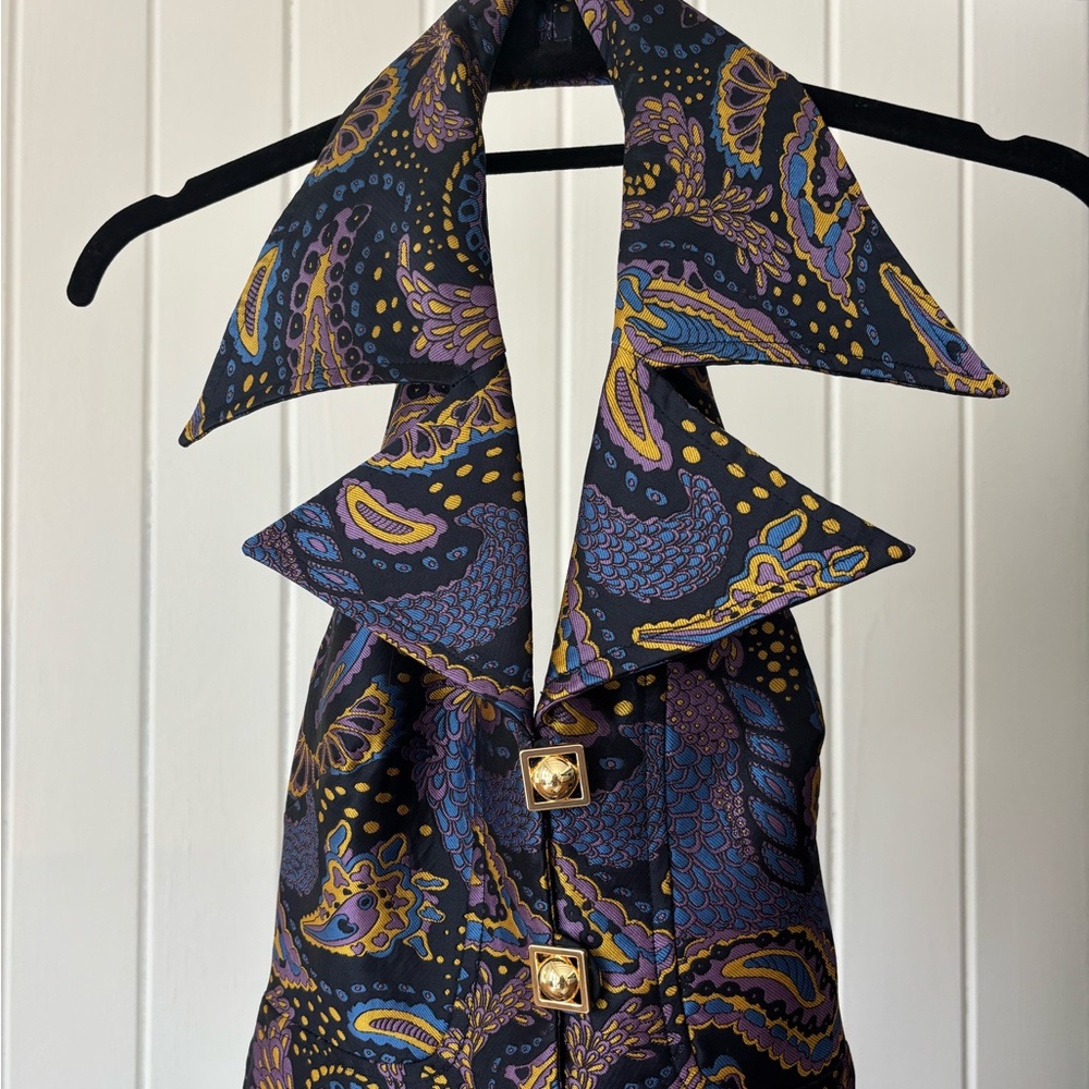 Alice McCall Paisley Halter Dress with Gold Buttons